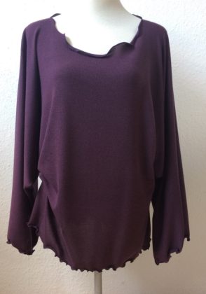 pullover weit v-ausschnitt aubergine