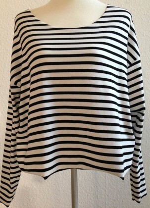 Shirt Streifen schwarz weiss kurz Oversized